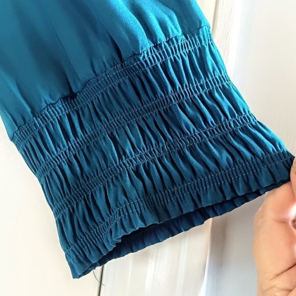 Diane Von Furstenberg Graciela Teal Blue Silk Wrap Blouse - Picture 5 of 7